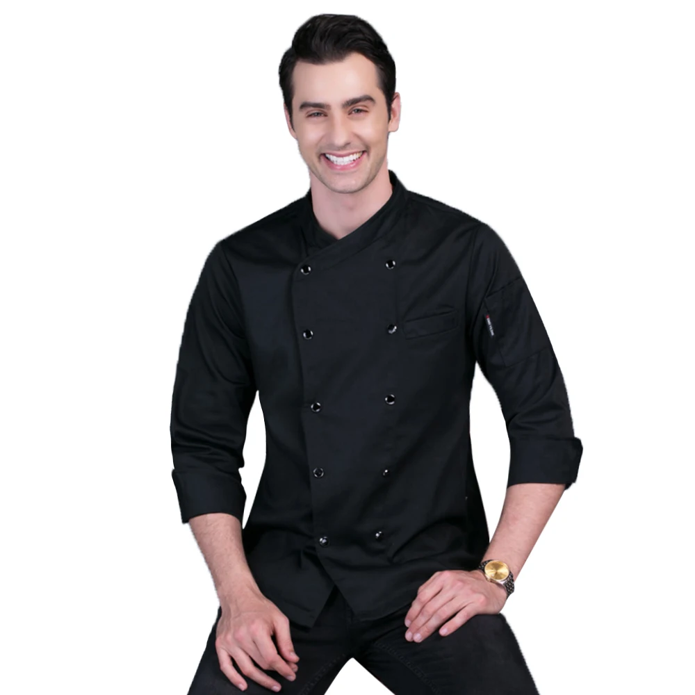 IF M-3XL Restaurant black chef uniforms High Quality Hotel kitchen work  shirts Unisex catering workwear men cooker jackets women