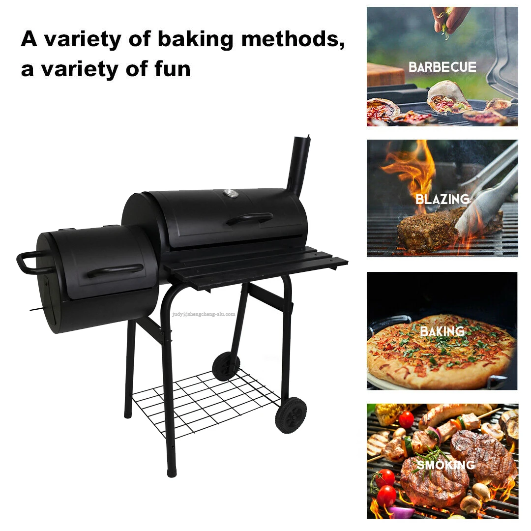 Indoor Heavy Duty Charcoal Oil Drum Barrel Barbecue Trolley Bbq Grill