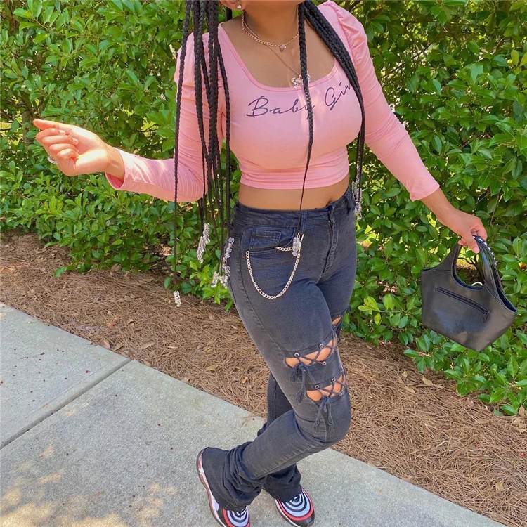 Jeans | Jean Large Déchiré Aux Genoux Style Années 90 Noir | Bershka Femme  ⋆ ACEPTT