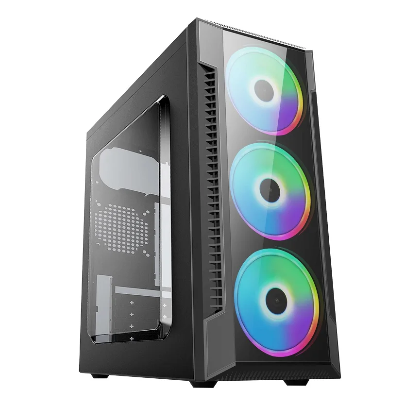 Transparent Acrylic Front Panel Desktop ATX Tower Computer Case with 3 ...