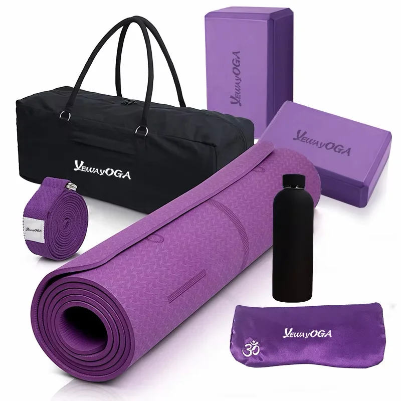 Yoga Mat Set for Pilates, Stretching and Home Fitness