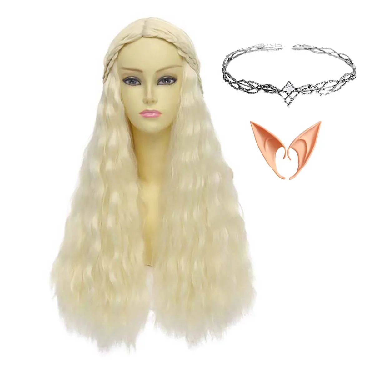 Women Cosplay Party Adult Galadriel Cosplay Elf Princess Wig 