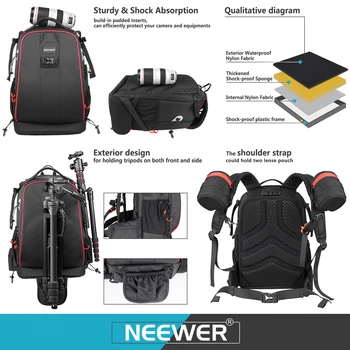 Neewer Pro Camera Case Waterproof Shockproof Adjustable Padded Camera Backpack Bag with Anti-theft Combination Lock product image