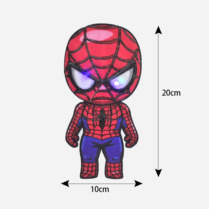 Hot Selling Embroidered Patch Custom logo LED Lighting Sequin Embroidery Patches for Shirts Clothing
