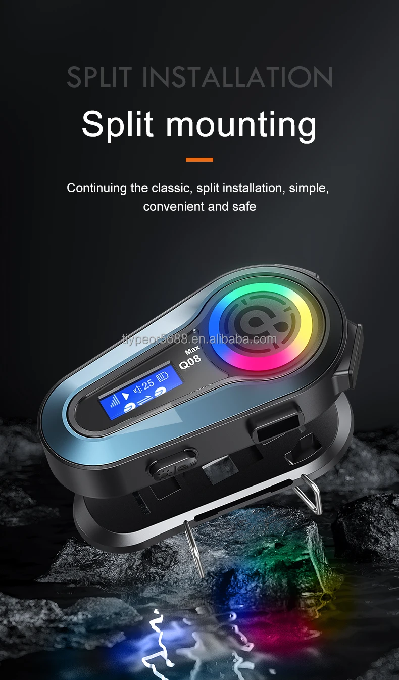 product tiypeor waterproof intercom motorcycle lcd display music sharing two people intercom bluetooth interphone headset for motorcycle-9