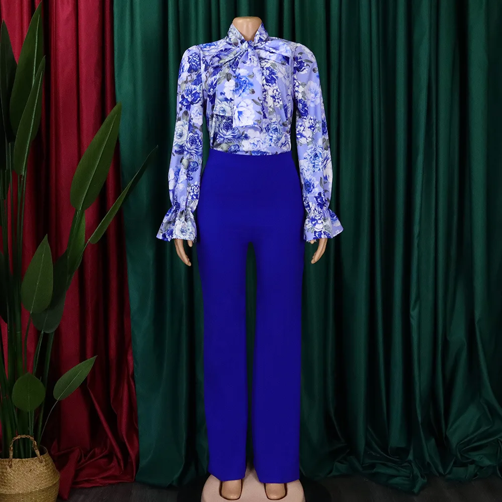 Wind's Long Sleeve Loose Printed Shirt Straight Leg Trousers Set main image 0