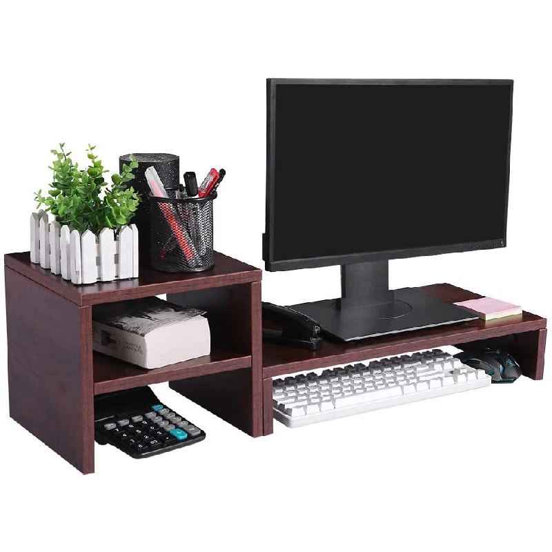 Wholesale Computer Monitor Heightened Shelf Wooden Double Storage Rack Creative Computer Rack Can Be Customized