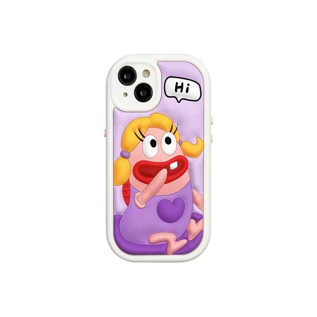 Fun Little Fresh Cartoon Clown Fish Sausage Mouth Girl Shockproof Protective Phone Cover Case For iPhone 13 14 15 Pro Max
