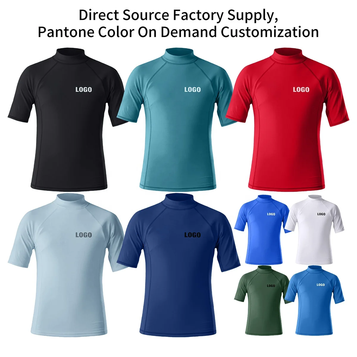 UPF 50+ 자외선 차단 기능의 빠른 건조 래시 가드 반팔, 맞춤형 서핑 수영 래시 가드, 해변 및 워터 스포츠 패들 보드용 흰색