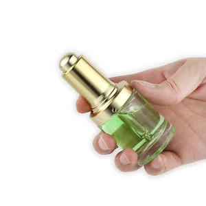 Light Gold Push Button Luxurious Flat Metal Shoulder Sleeve Essential Oil Bottle