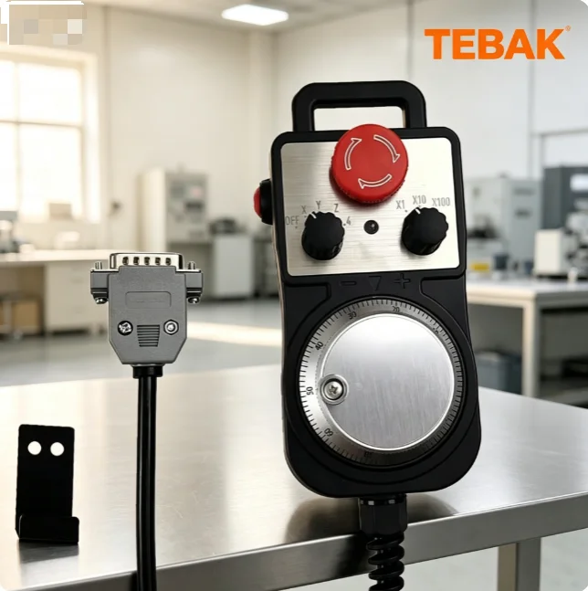 TEBAK CNC Pendant Handwheel MPG, 5V 100PPR Manual Pulse Generator With Emergency Stop Button, Spare Parts