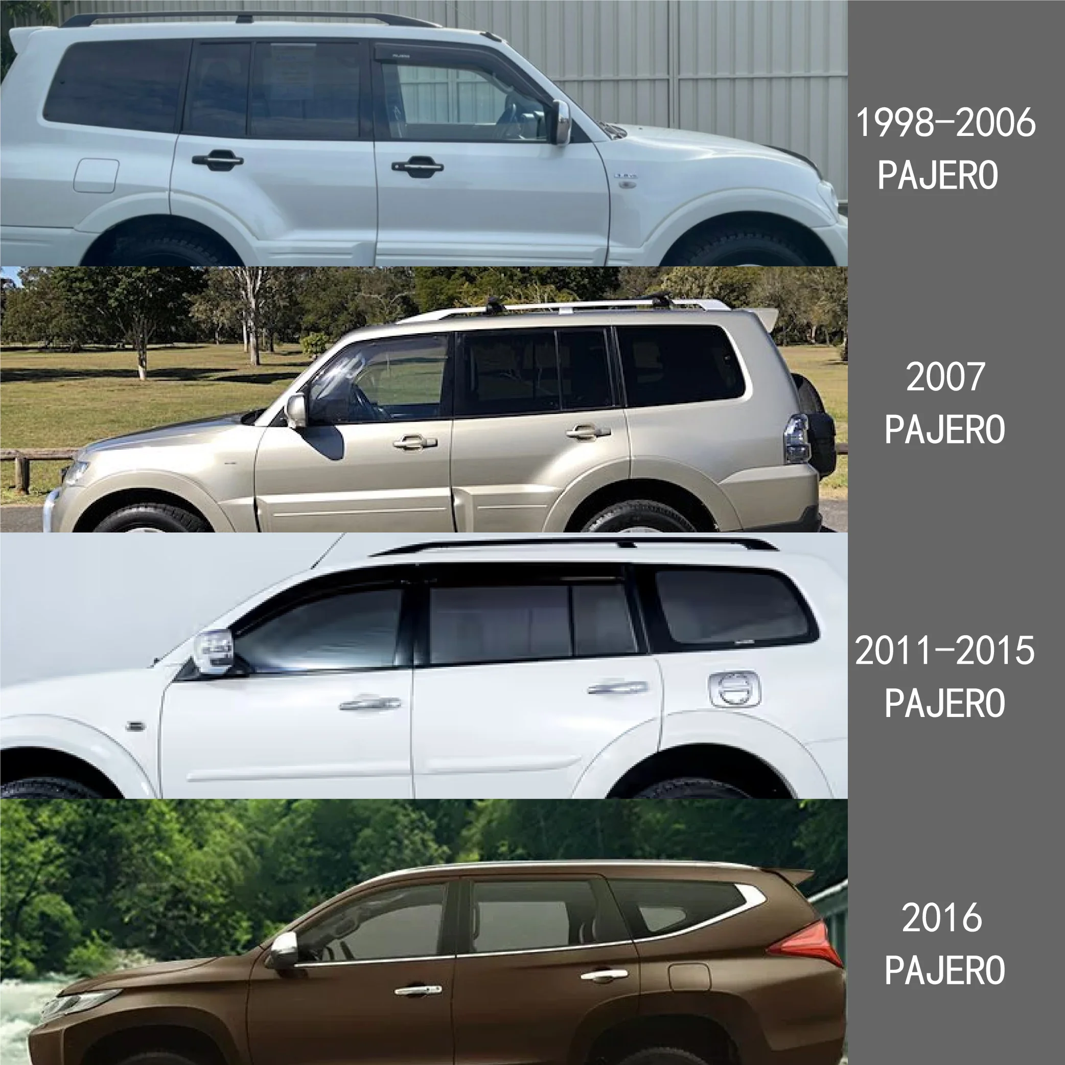 Factory Direct Sales Car Rain Shield Bright Strip Style Rain Window Deflector for Mitsubishi Pajero 1998-2016 Auto Car Sun Visor