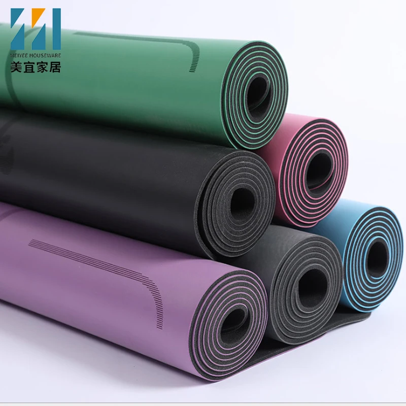 Оптовая продажа органический коврик для фитнеса в тренажерном зале с индивидуальным принтом черный натуральный Коврик йоги 4 мм из ПУ кожи упражнений