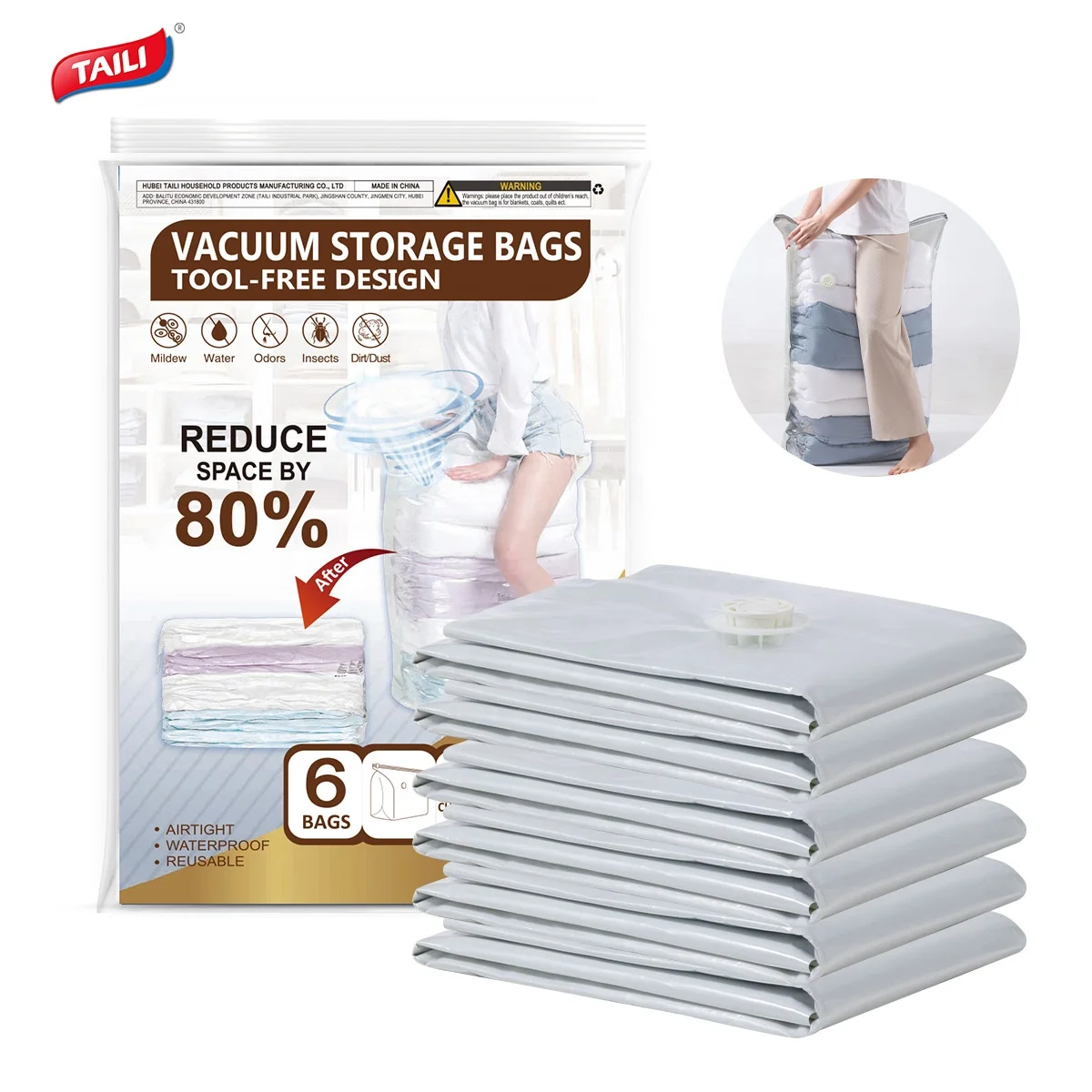  Storage Army [Pack of 5 Medium Storage Bags Sealed Compressed  Vacuum Bag Save Storage Space Home Organizer & Travel Storage Saver Bags  Protection Against Water, Odor, Mildew, Dust