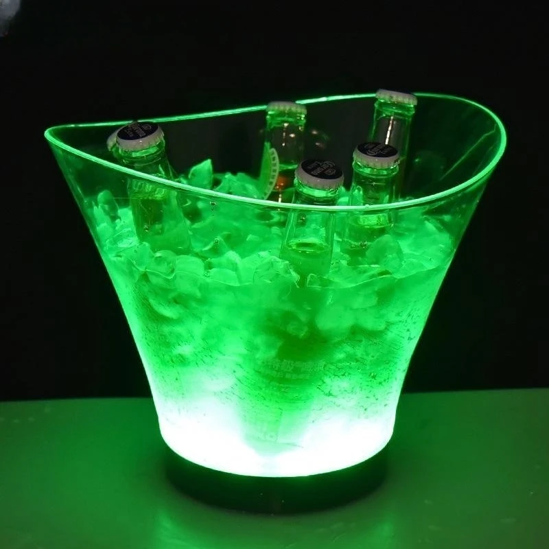 6L Customized RGB Oval Party Champagne Acrylic Ps Led Plastic Ice Buckets for moet chandon