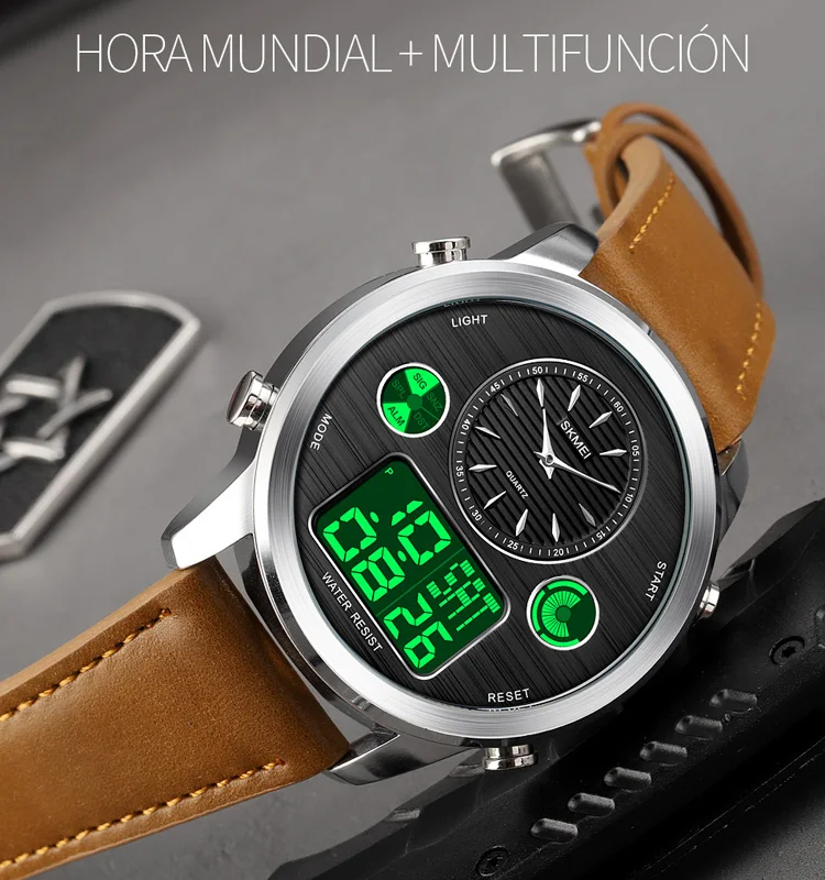 Skmei 1653 Analog Digital Leather Watches