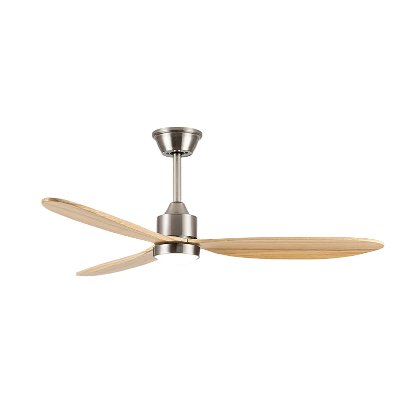 52 Pulgada 110V 220V Modernong Disenyong Klasiko na Solid Wood Ceiling Fan na may LED Light Remote Control Dimmable 3CCT Reversible BLDC Motor
