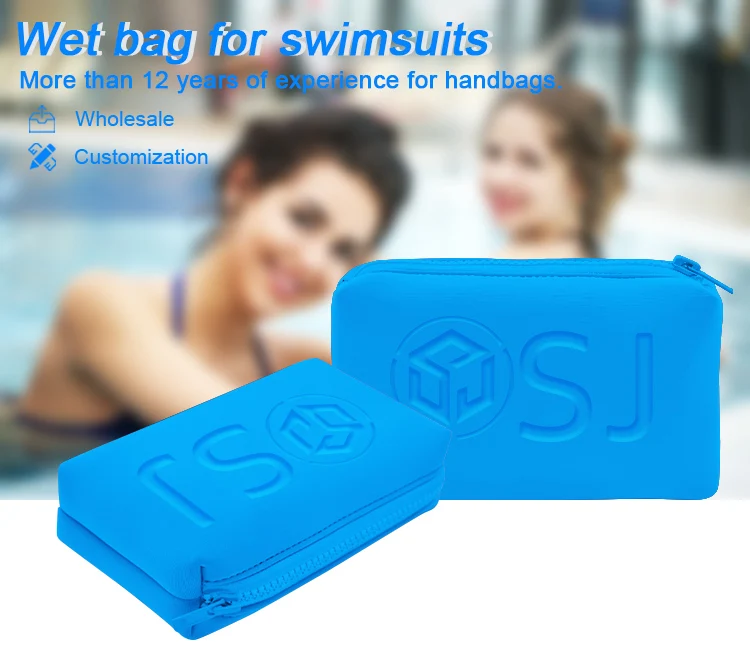 Handbags Custom Zipper Pouch Cosmetic Purse case Neoprene Makeup Bag Travel Organizer Wet Dry Bags supplier