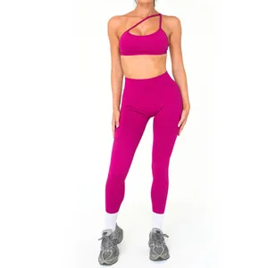Customized Seamless Yoga Suit, V-shaped Waistband Running Quick-dry Fitness Outfit, Wearable As a Tight Sportswear Set