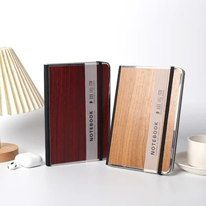 A5 Wooden Paper Hardcover Journal  Notebooks Customizable Logo New Design Printing with Metal Frame on Edge