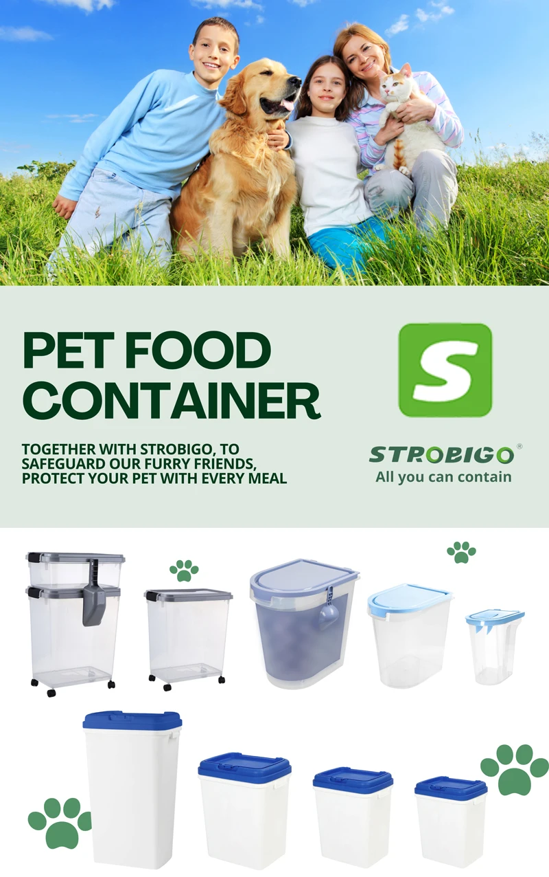 Strobigo 15kg Airtight Plastic Pet Cat Dog Food Storage Containers For