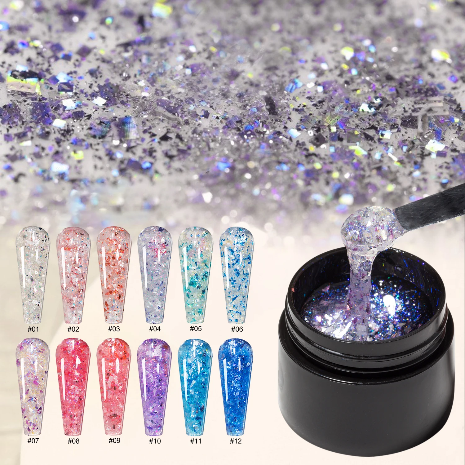 Caixuan 12 Цвет лак для ногтей 20g био-Гели Soak Off Гель Блестящий нейл-арта туманный свет строить