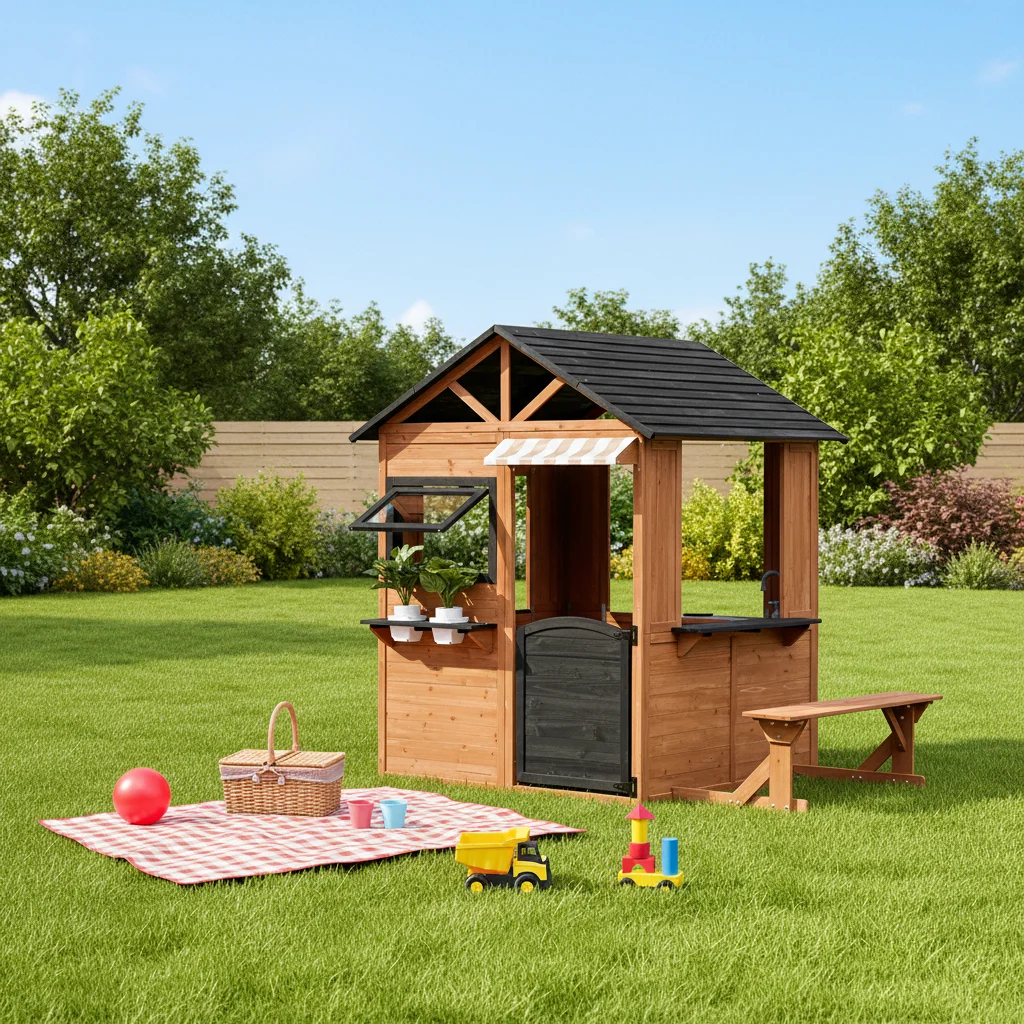 Eco-friendly Outdoor Playhouse Wooden Playhouses for Kids