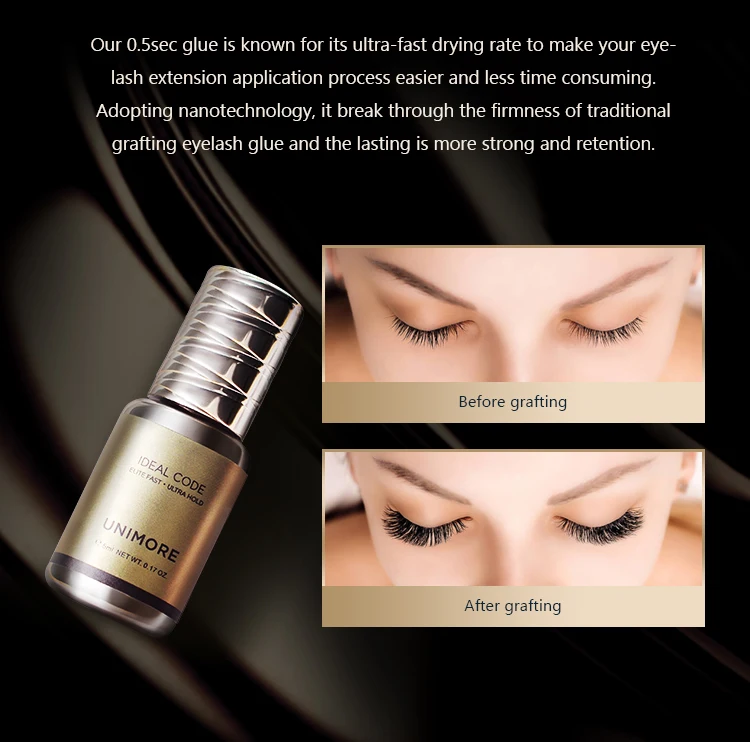 Unimore Good Black Adhesive Glue For Volume 05 Sec Eyelash Extension