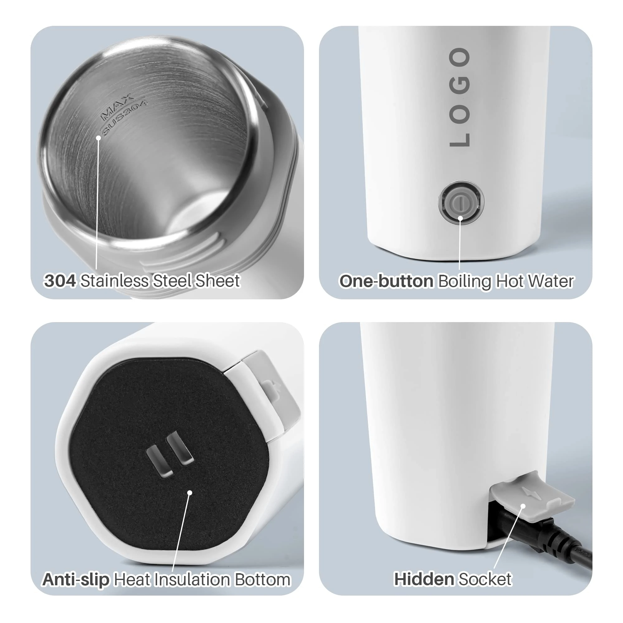 Travel Kettle Fast Water Boiler Small Portable Kettle Travel Tea Pot Electric Kettle Boiling Bottle