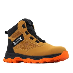 Anti slip Construction Mid Cut Waterproof Cow Leather EVA Rubber Sole Alkali Acid Oil Resistant Safety Shoes