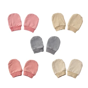 Wholesale Natural Dye Cotton Baby Gloves Anti-Scratch Mittens for Newborns Children's Gloves & Mittens