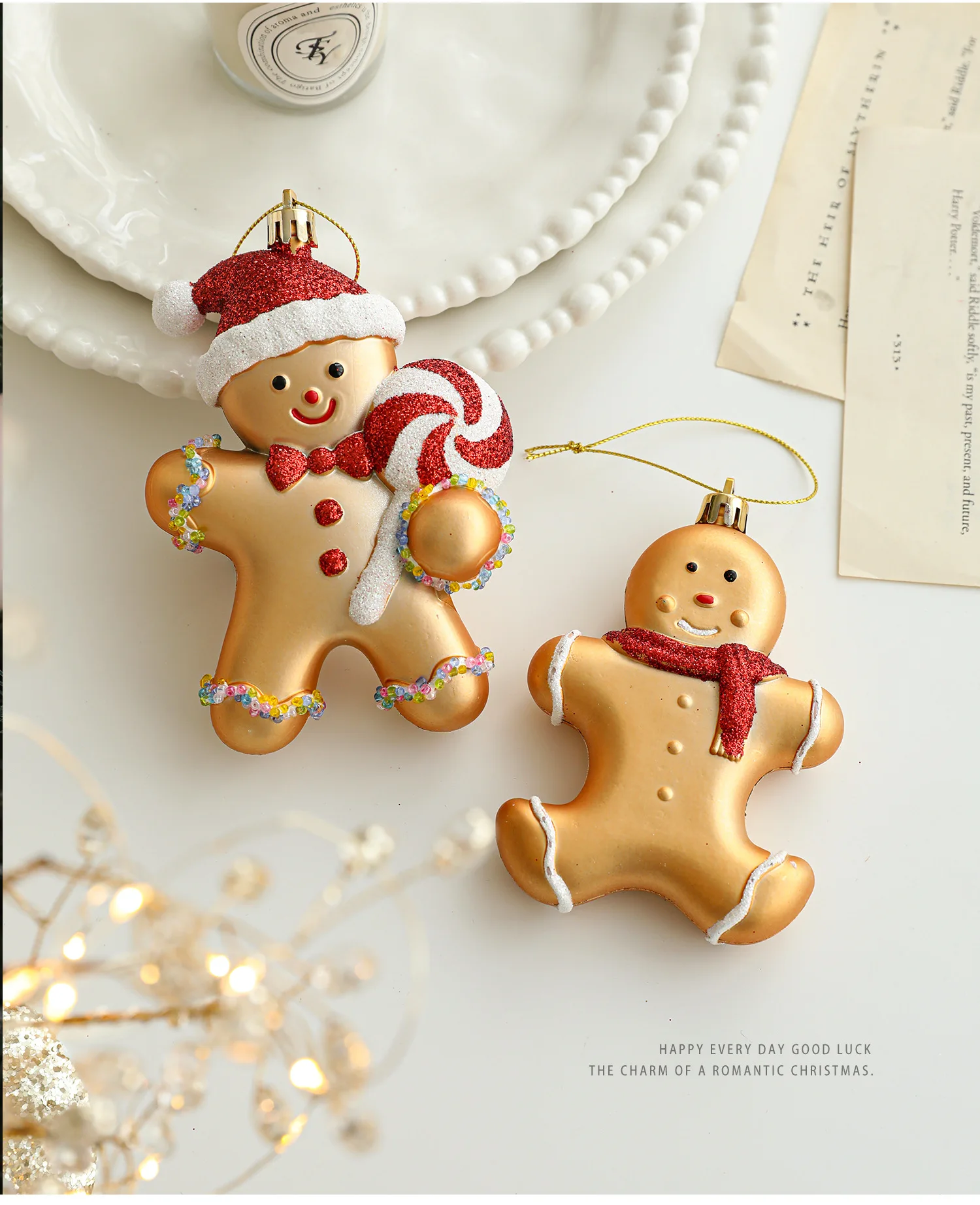 product vintage cute  fox squirrel christmas decor gingerbread man snowman christmas tree ornament diy hanging decor for party decor-4
