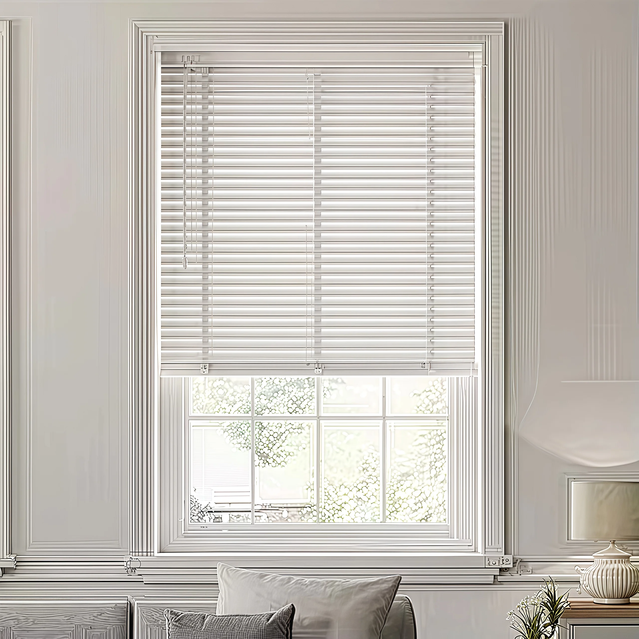 ขายโดยตรงจากโรงงาน ผ้าม่านไม้แบบรางบนขนาด 25 มม. ระบบควบคุมด้วยมือ พร้อมดีไซน์ในตัวและสามารถปรับแต่งขนาดได้ตามความต้องการ ป้องกันรังสี UV