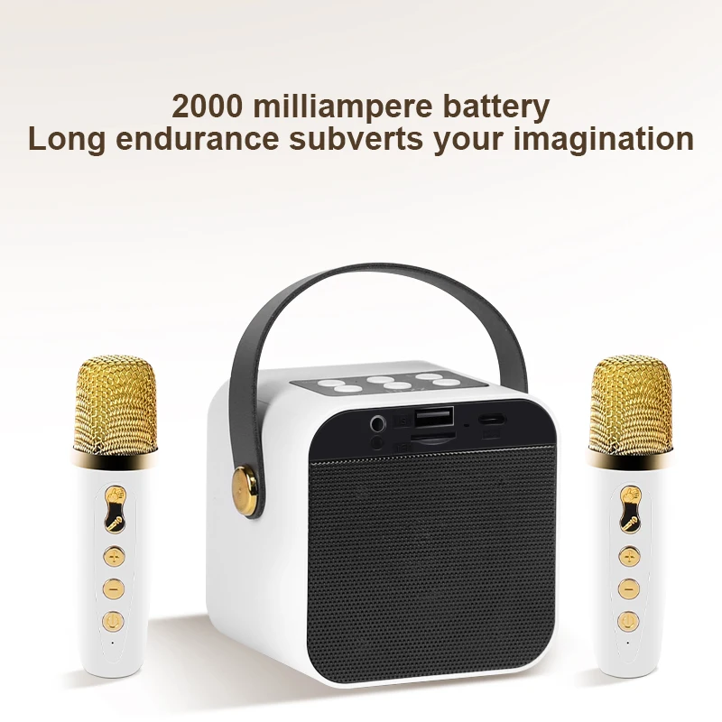 Mini Karaoke Machine With Wireless Single Microphone Wireless Tutor Speaker With RGB LED Lights Outdoor Portable Radio Speaker