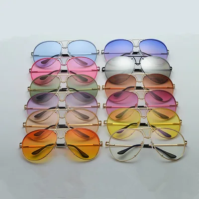 2019  Alloy Frame Gradient Multicolour Len Sunglasses Male Female Oversized Sunglasses