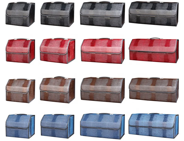 Сверхмощный портативный кожаный Органайзер для багажника автомобиля коробка хранения на заднее сиденье с ручкой