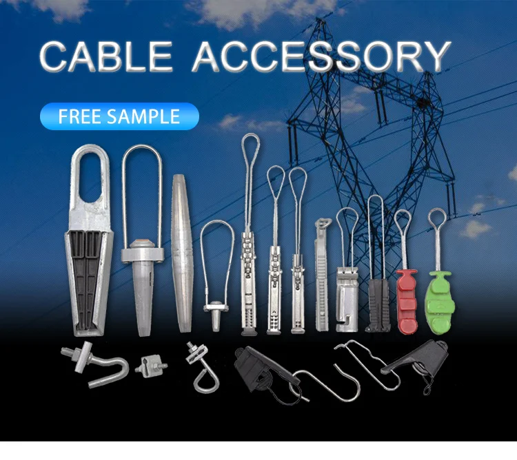 Hot Sale FTTH Type Flat Outdoor High Strength ftth Fiber optic Anchor Suspension Clamp for ADSS drop Cable