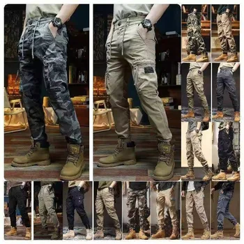 High-waisted fashion street casual sports cargo men's jogging pants Comfortable loose sports plus-size pants cargo pants pocket