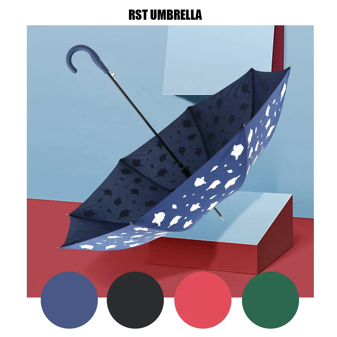 RST unicorn Pattern Color Changing Magic Umbrella Stick Straight Umbrella