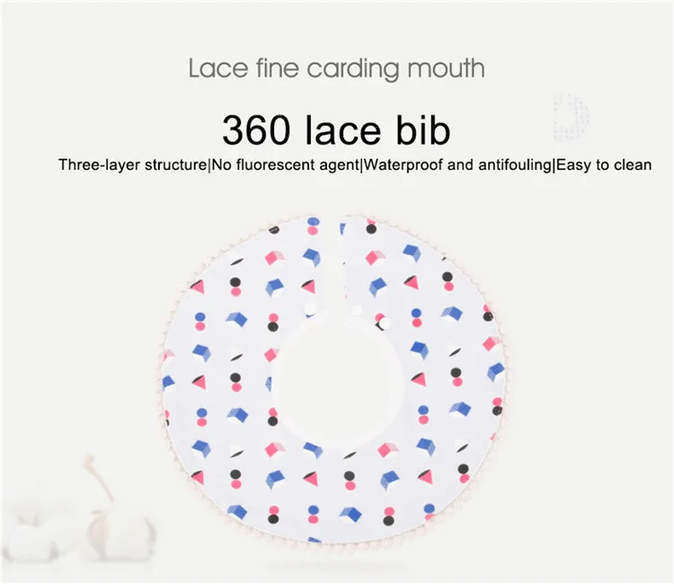Муслин tree3layers 100% хлопок 360 водонепроницаемая ткань кружева baby bib