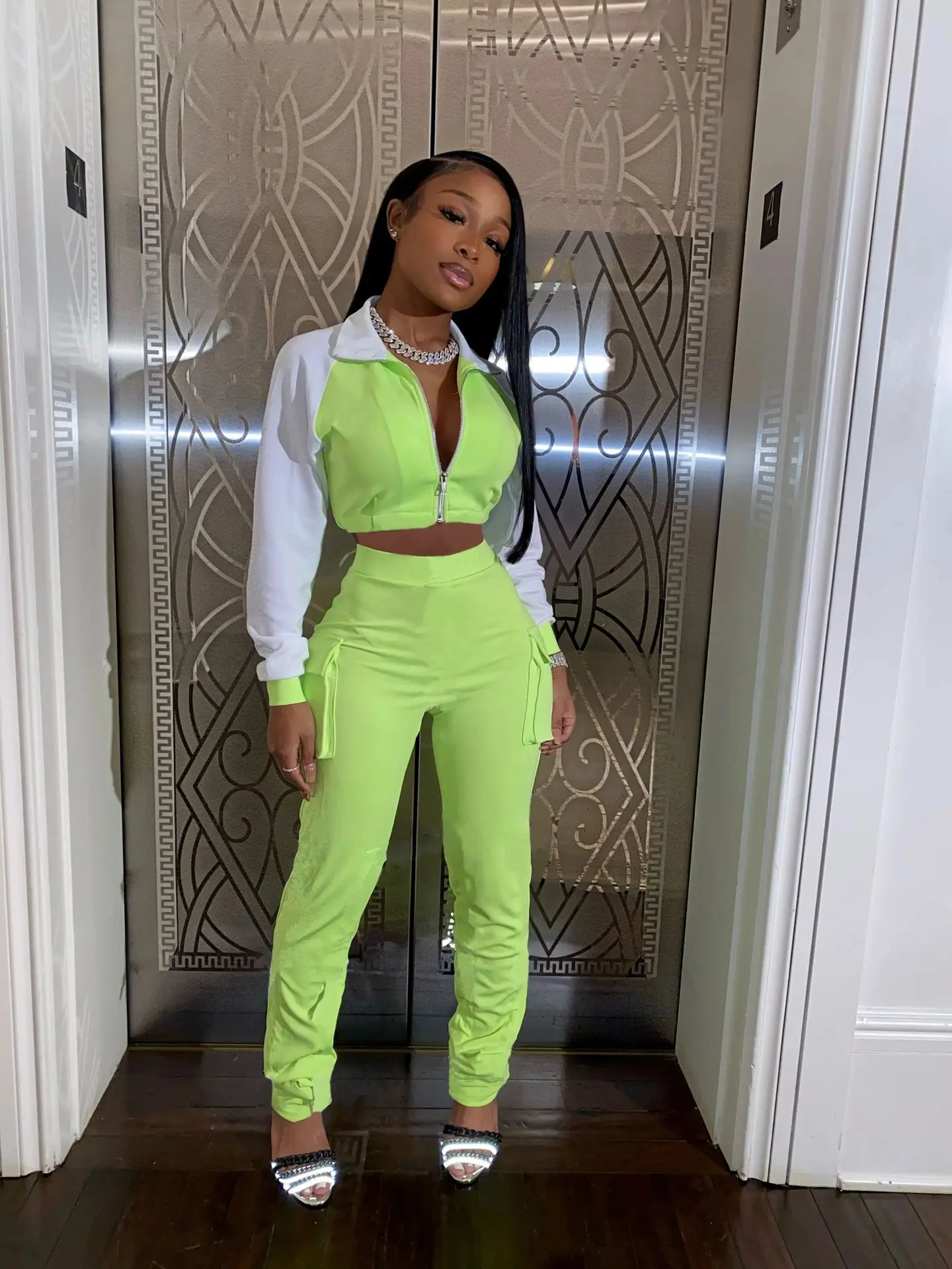 lime green crop top moletom com capuz