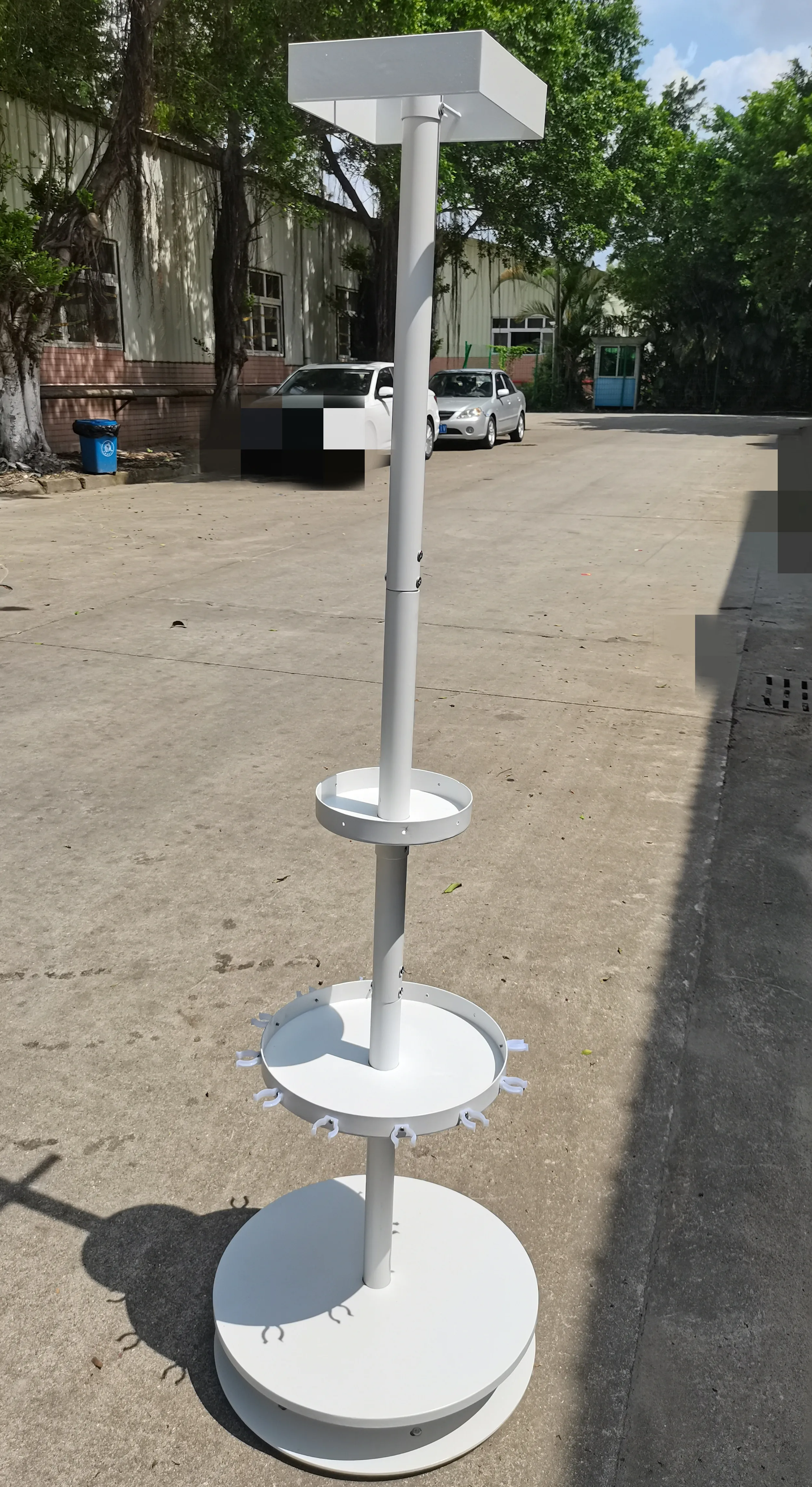 Retail Store 3 Tiers Rotating Metal Walking Sticks Display Stand Hiking Poles Cane Display Shelf Rack