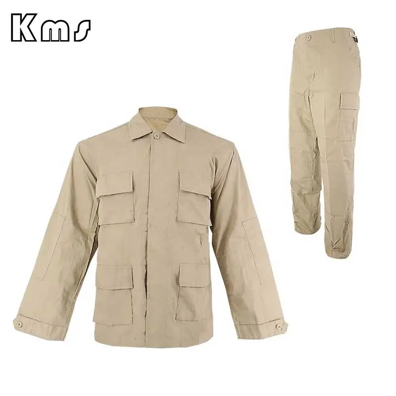 KMS Custom Logo Security Guard Work Uniform Khaki BDU Suit Combat Tactical Clothing Tactical Uniforms for Security Guards