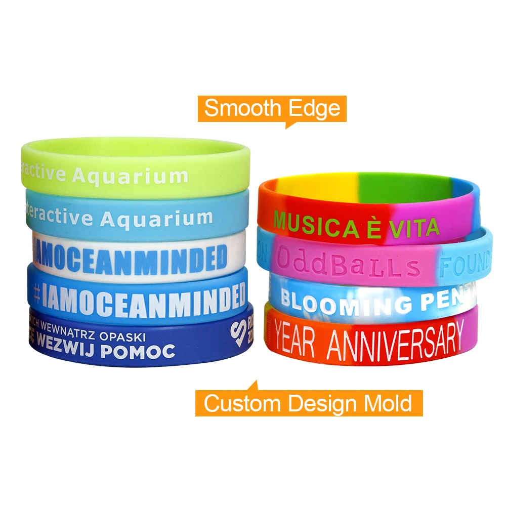 Rainbow Color One Direction 1d Customised Silicon Wristband Crafts Wrist Band / Custom Watch Bracelet Identification Silicone
