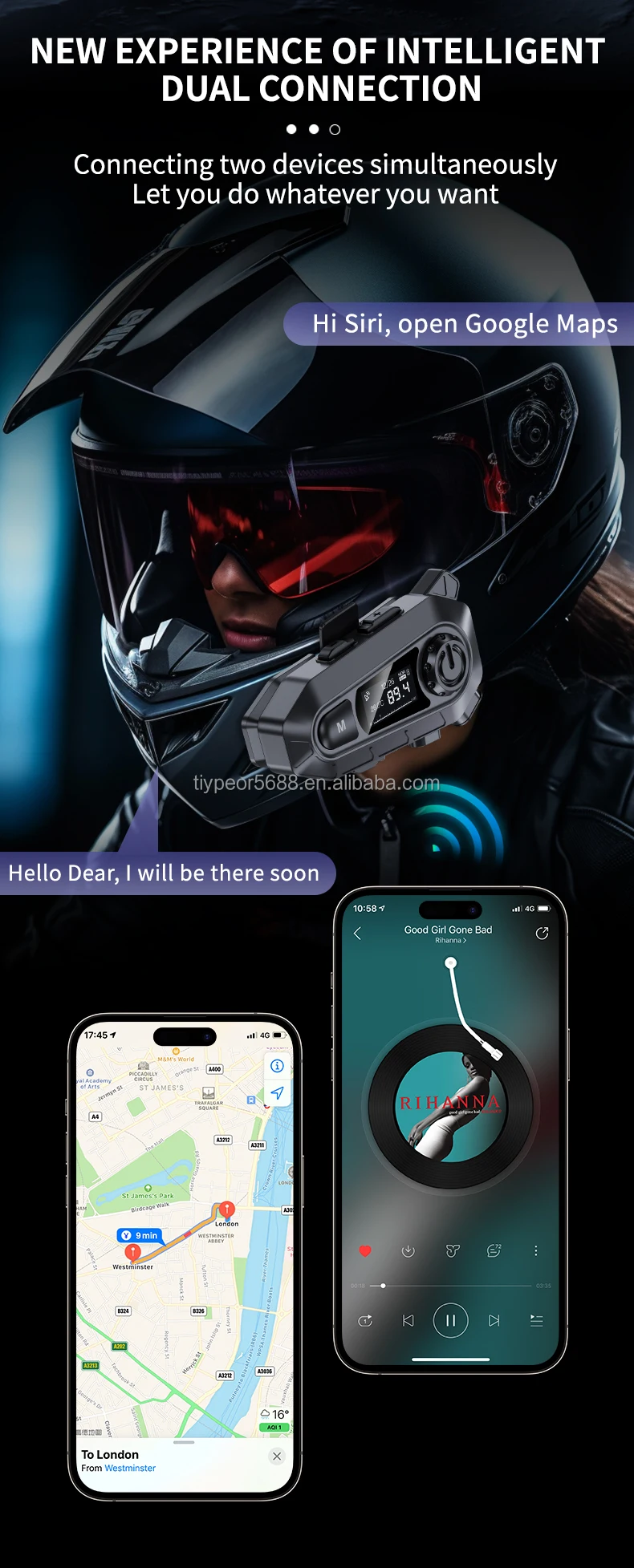 product tiypeor motorcycle headphones helmet wireless headset with led screen fm radio waterproof noise reduction bluetooth intercom-7