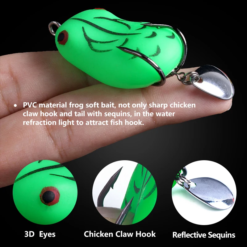 5Pcs Duckbills Fishing Lure With Spinner Sequin Sharp Hook Realistic Topwater Snakehead Artificial Soft Bait Bass Snakehead Weedless Freshwater Soft Simul