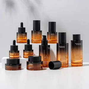 Straight Round Flat Shoulder 40ml 120ml Emulsion Hair Oil Bottle Serum Pump Cosmetic Skincare Glass Bottle with Matte Black Pump