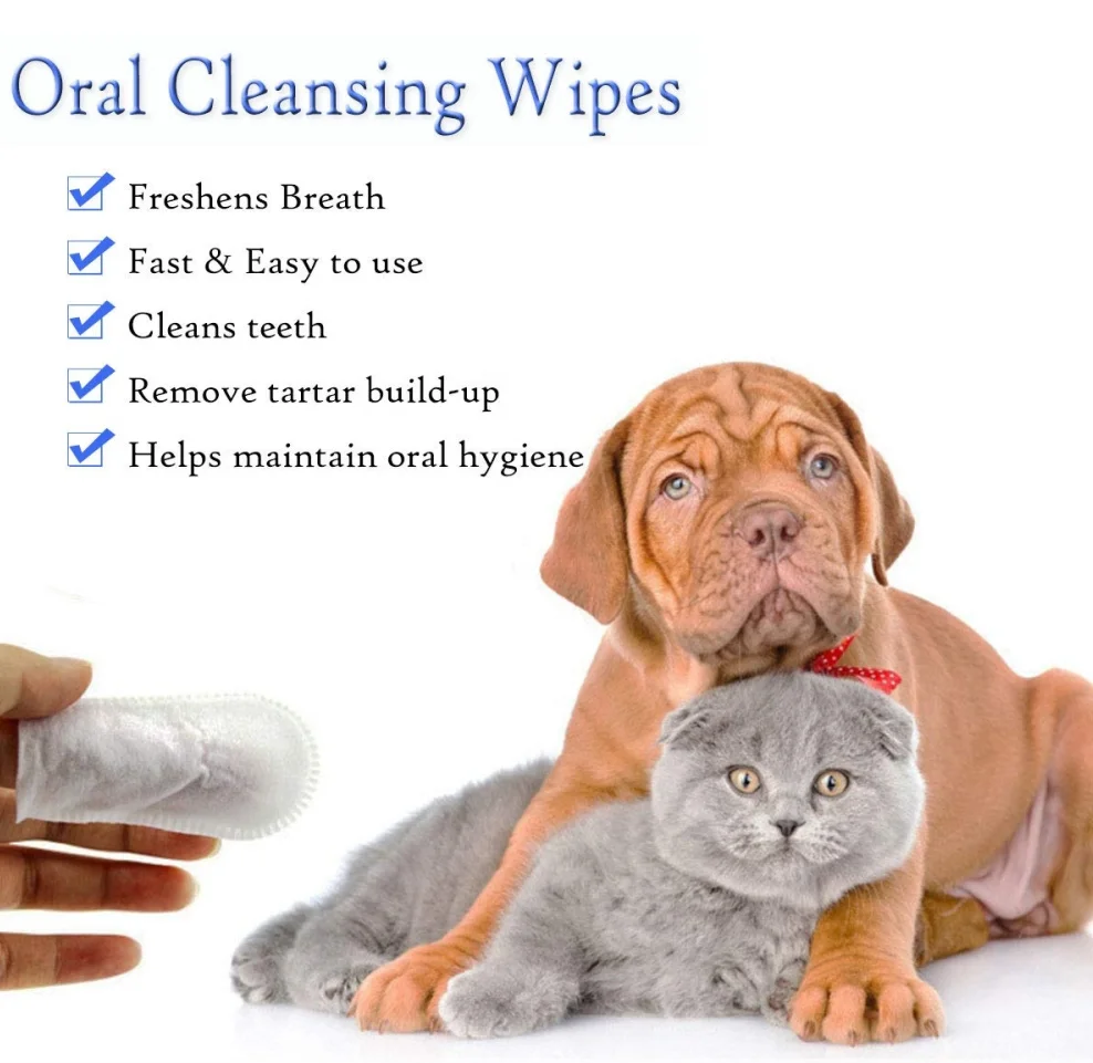 Pet Dental Fingers Wipes Cleaning Dog Dry Wash Private Label Oral