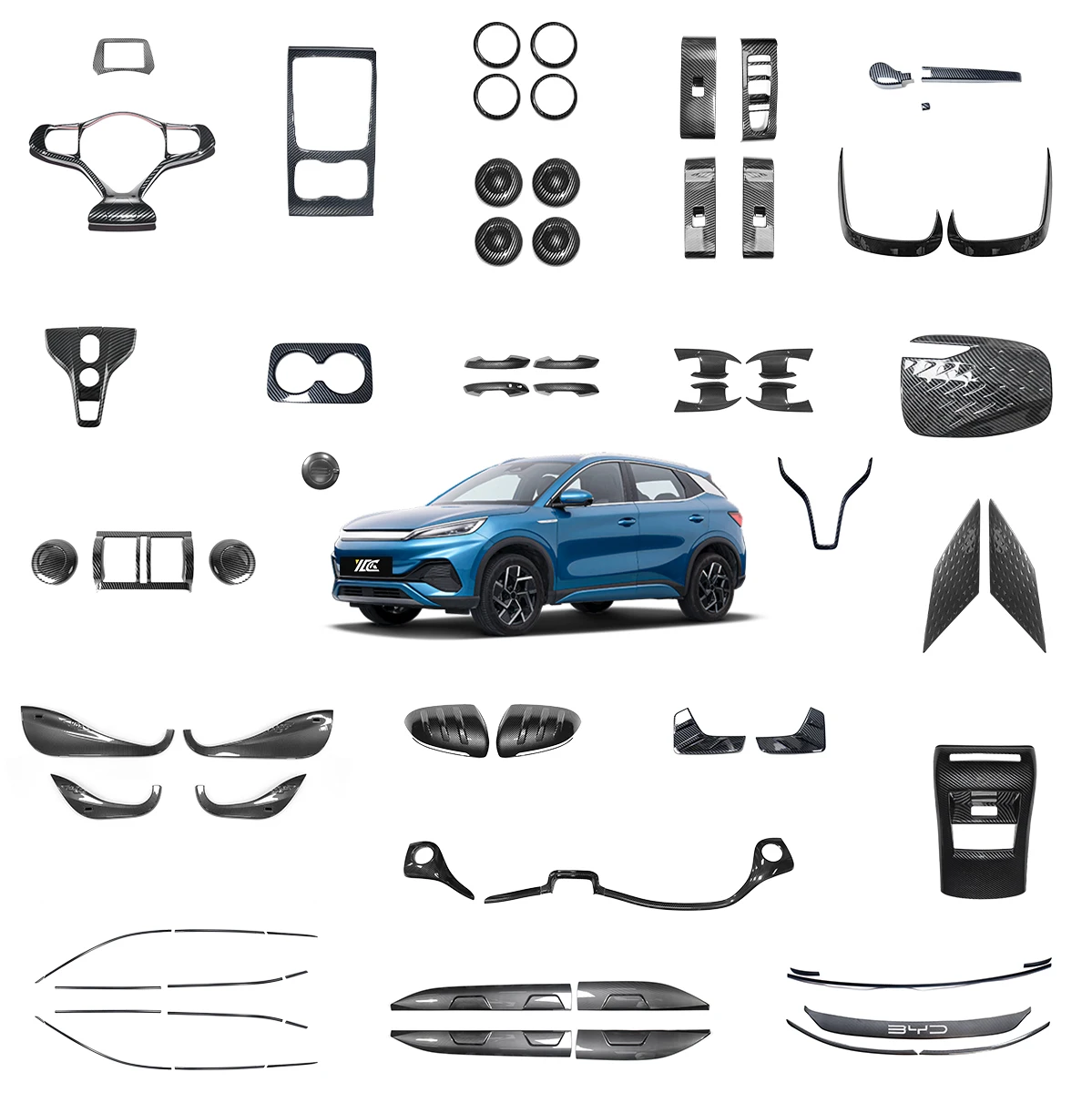Car Interior Accessory for BYD Atto 3 Yuan Plus Customized ABS Imitate Carbon Auto Decorative Trims Cover Exterior Accessories
