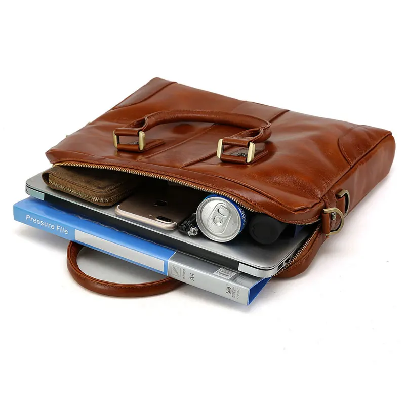 Tiding Handmade Custom Laptop Conference Bag Genuine Leather Maletines Waterproof Business Bag Briefcase for Man